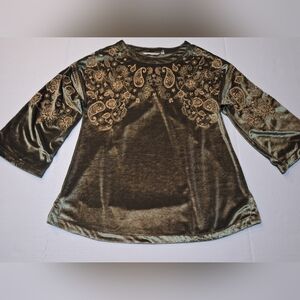 Soft Surroundings Helena Velvet Embroidered Tunic Cottagecore Size XS